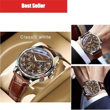 GENEVA Men's Luxury Belt Quartz Watch Leather Band Roman Numeral Business