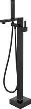 Elegant Black Freestanding Tub Filler Faucet with Hand Shower and Brass Handle