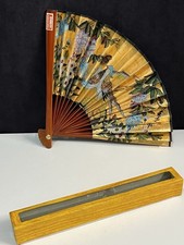 Éventail chinois vintage Papier peint main – Oiseau & fleurs