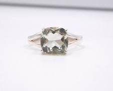 3.85 Gm 925 Sterling Silver Natural Prasiolite Cut Gemstone Handmade Ring 9" US