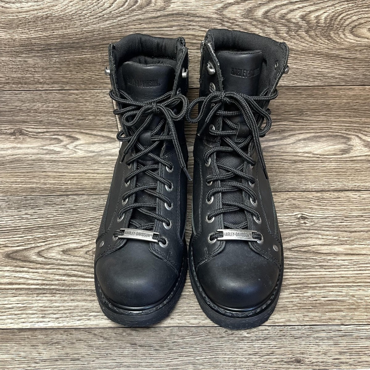 Harley-Davidson Mens Black Leather‎ Lace Up Side Zip Riding Boots D93340 Size 9M s-l1200.jpg main image 2