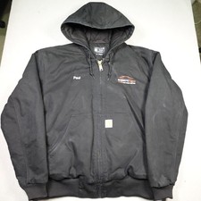 Carhartt Canvas Jacket Mens Large Black Loose Fit hooded Quilted Active 0J0140