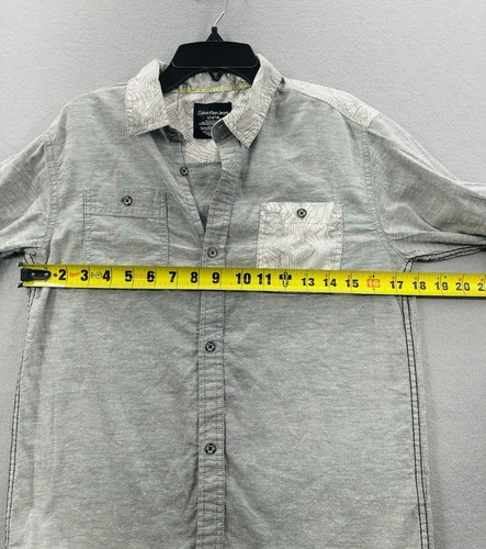 CALVIN KLEIN JEANS Camicia elegante grigia manica lunga con bottoni ragazzo taglia L (14/16) - Foto 10 di 11