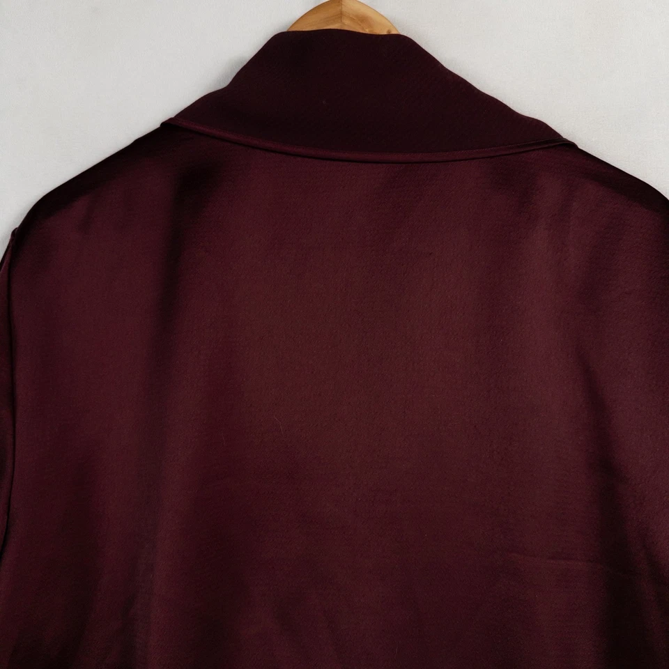 Blusa Chicos Etiqueta Negra 3 US XL Borgoña Satén Drapeado Bufanda Cuello Manga Larga Foto 4 de 4