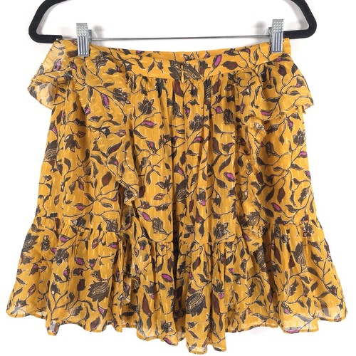 Ulla Johnson Spódnica mini Rozmiar 4 JEDWAB Mieszanka Zea Marszczona plisa Detale Obszywka Kwiatowa - Zdjęcie 9 z 14