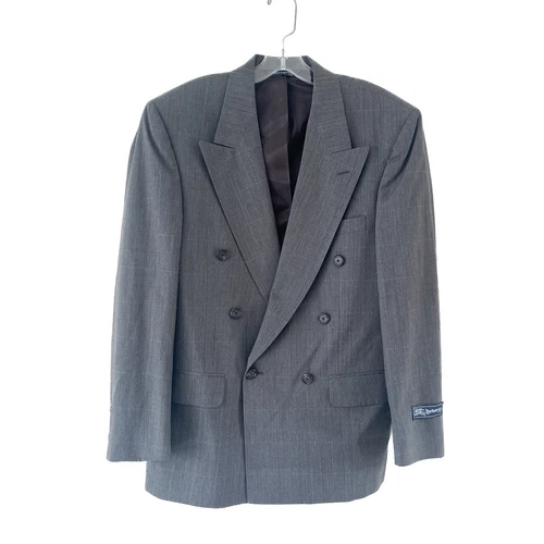 Blazer uomo Burberrys vintage anni 80 40R grigio quadri lana DB Italy Woolf Brothers