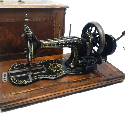 Clemens Müller fiddle base sewing machine hand crank 1883 | eBay
