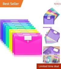 10 Pack Plastic File Folders A4 Clear Envelopes with Label Pockets Multi-Color