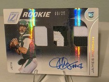 2020 Zenith James Morgan RPA Triple Patch On-Card Auto /25 RC NY Jets