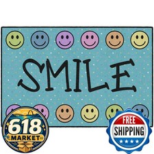 Flagship Carpets Smile Machine Kids Rug 4'x6' Blue & Multi Color