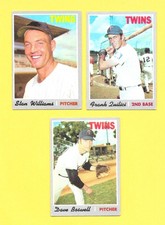 1970 Topps baseball  Minnesota Twins Team Lot of 3 cards VG/EXMT  no creases