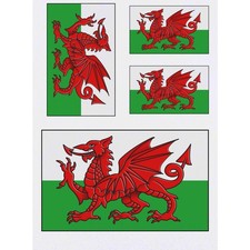 4 x 'Welsh Flag' Temporary Tattoos / Transfers TO00014610 