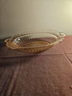 Hocking Glass Rose, Flower Pink Depression Two-Handled Vegetable Bowl 11" x 7.5"