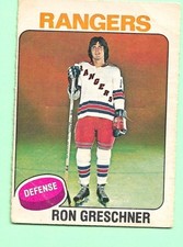 (1) RON GRESCHNER 1975-76 O-PEE-CHE # 146 RANGERS ROOKIE VG CARD (N5046). rookie card picture