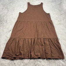 Gap Women's L Brown Tiered Sleeveless A-Line Dress Resort Wear Boho