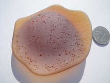 Sea Glass, Beautiful Large Amber Bottom with Air Bubble Holes