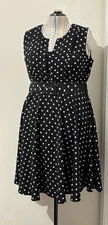 City Chic Plus Size M 18 Mini Dress Black White Spots Fit & Flare Rockabilly