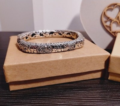 Sarda Bali 38g Sterling Silver Watermark Filigree Bangle Bracelet Gallery Back