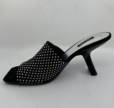 Vintage Nine West Womens Open Toe Blk Rhinestone High Heel Shoe Sz 10M Pre-owned
