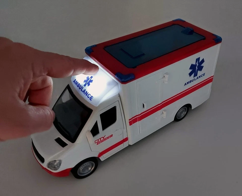 AMBULANZA Sonoro Auto Sirena con Luce Blu Bambini Giocattolo Emergenza Soccorso - Immagine 2 di 4