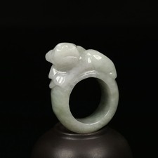 Size 11 Certified Grade A Green 100 Natural Jadeite Jade Ring Pixiu Ring 02611
