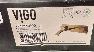 VIGO Titus Single-Hole Wall Mount Bathroom Faucet in Matte Brushed Gold