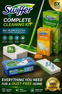 Swiffer Ultimate Home-Set | Wischer + Duster + 20 Feuchte & 8 Trockene Tücher