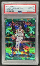 2023-24 Panini Select Victor Wembanyama Green Ice Prizm RC Concourse #87 PSA 10
