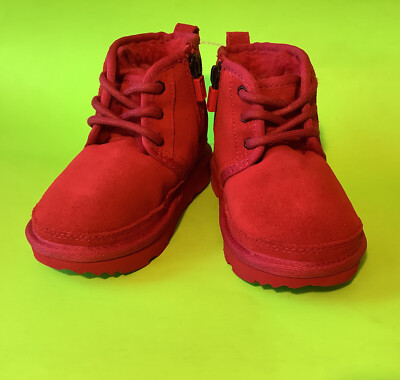 UGG Kids Neumel Fashion Chukka Shoes Boots- Red Color Size