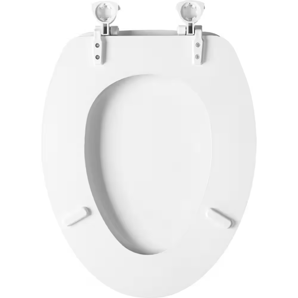 Elongated Closed Front Soft Toilet Seat White Enameled Wood Standard