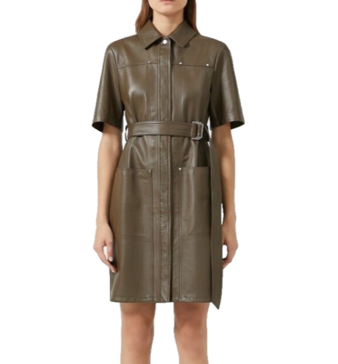 chinese dress ladies Be So Faux Real Faux Leather Ruched Mini Dress | Reed® Leather EST. 1950 main image 1