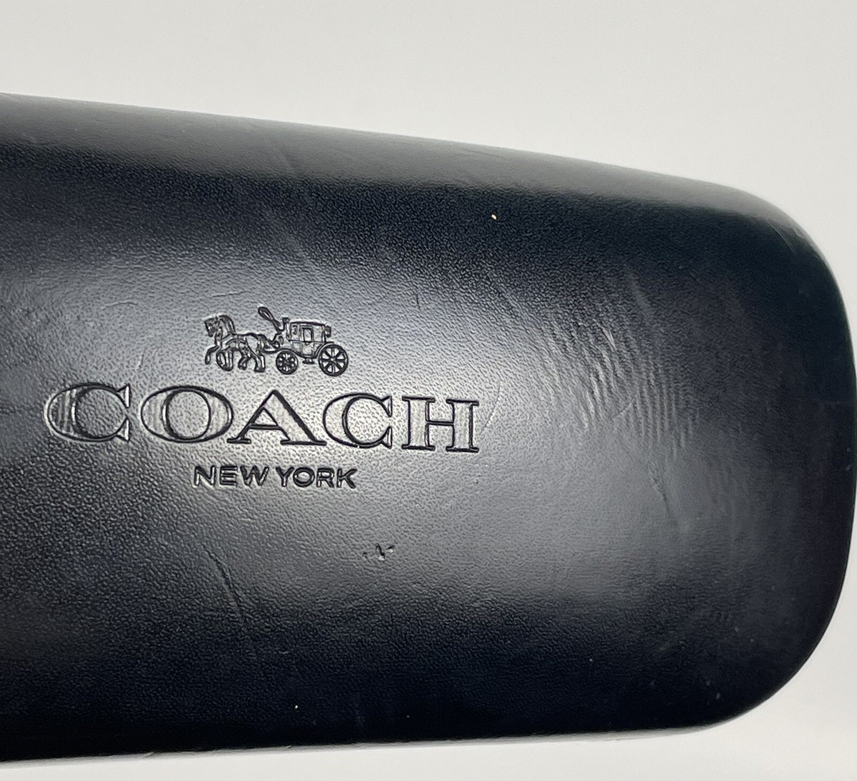 Coach Eyeglasses Frame Gold Logo C Arms Temples Thin Unisex Black Leather Case Coach HC5130 eyeglasses for women in Black/Shiny Light Gold main image 4