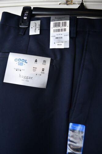 Haggar Hombre Talla 36Wx32L Azul Marino Genial 18 Rendimiento Calce Clásico Cintura Plisada Cómoda - Imagen 3 de 10