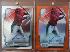 Kevin Maitan Lot of 2 2019 Bowman Sterling Auto's Base+Orange Refractor Ser#/75 