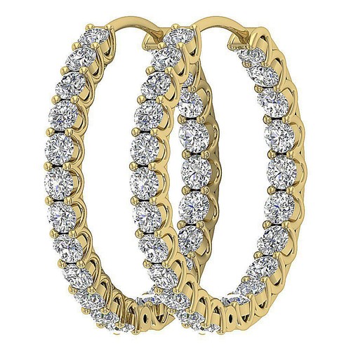 Pendientes de aro I1 G lado interior 2,30 quilates diamante natural oro amarillo 14 K 0,95 pulgadas - Imagen 10 de 12