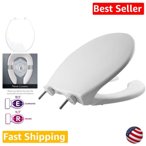 Non-Corrosive Open Front Toilet Seat - STA-TITE Fastening System - Round - White