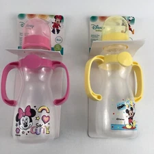 Disney Baby Medium Flow Feeding Bottle Handles Minnie Mickey Mouse Pair 8oz New