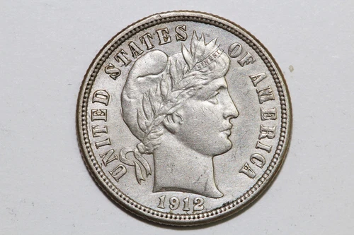 1912-D Barber or Liberty Head 90% Silver Dime About Uncirculated (BDX782)
