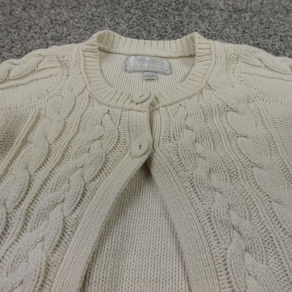 American Eagle Cardigan Womens M Beige Angora Cable Knit Sweater Babydoll Y2K AE - Image 3 of 4