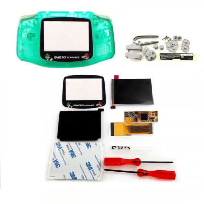 Gameboy Advance GBA: IPS V2 Backlight LCD Display Mod+Pre-cut Shell&Mario Lens