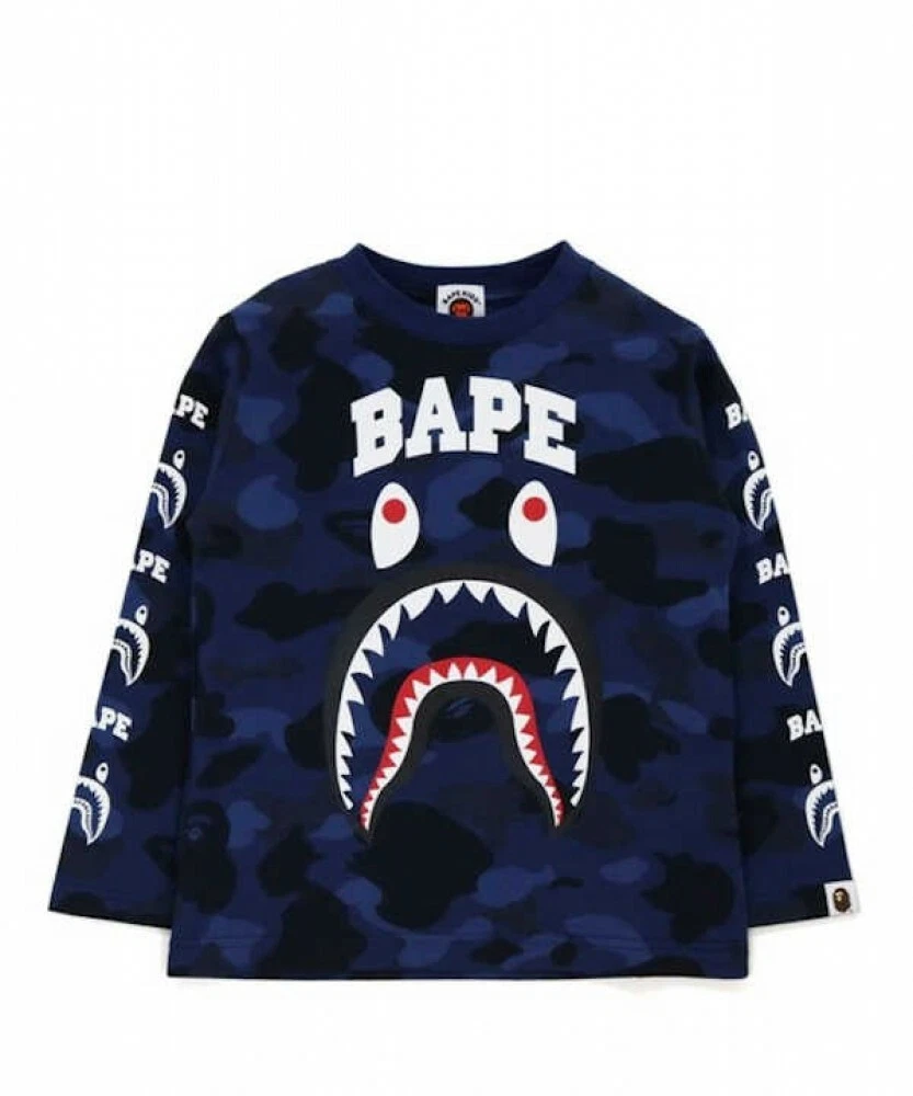 A BATHING APE Kidsu0026#039; Clothes Long Sleeve T-Shirt COLOR CAMO BAPE SHARK  PRINT JPN | eBay