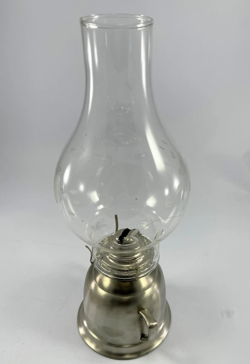 Vintage Pewter Kerosene Lantern With Glass Hurricane Globe SHULER