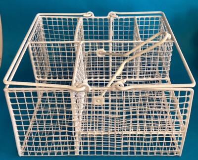 Organizer- Storage White Coded metal Wire 6 Slots With handles For Kitchen- Desk