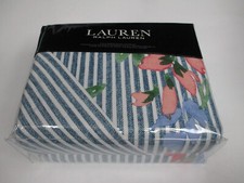 Ralph Lauren MAGGIE Floral Stripe Blue Multi 3pc Duvet Set - Full/Queen