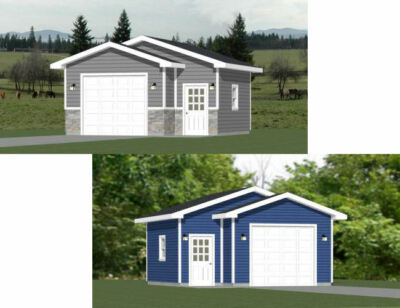 20x20 1-Car Garage -- 376 sq ft -- PDF Floor Plan -- Model 6 and 6B
