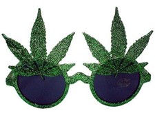 1 pair GREEN GLITTER POT LEAVES marijuana NOVELTY PARTY GLASSES sunglasses 158