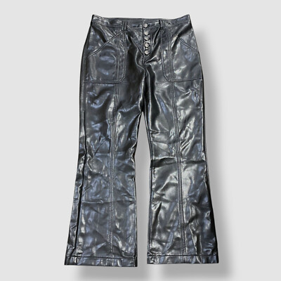 Cinq à Sept Women's Black Faux Leather Mid-Rise Wallace Ankle Pants Size 12