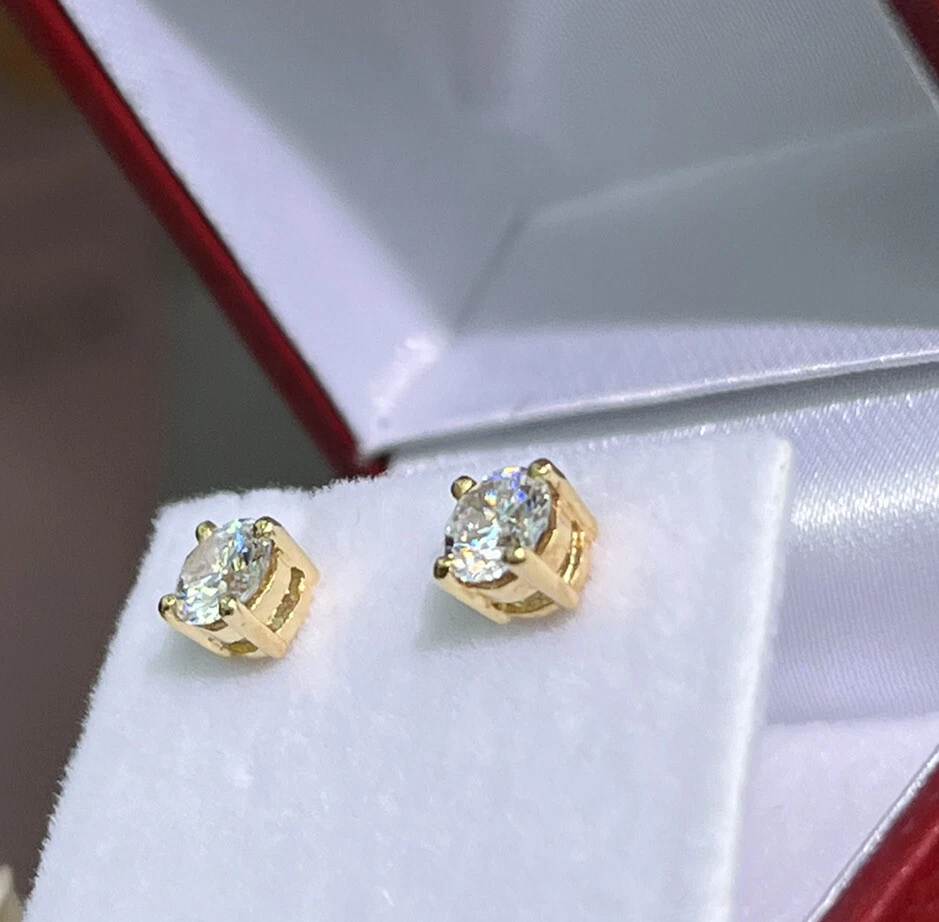 SPE Gold - Single Stone Floral Design Gold Earrings - Poonamallee