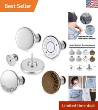 No Tool Adjustable Button Pins - 8 Sets for Perfectly Fitted Pants and Skirts