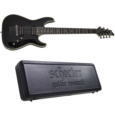 Schecter C-7 Blackjack Gloss Black 7-String Electric Guitar + Hard Case